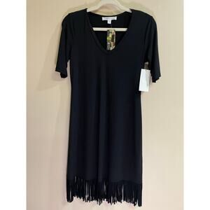 Karen Kane V-Neck Fringe Trim Dress Women’s Size XS